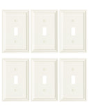TREEWELL 6-Pack Single Toggle Light Switch Covers Wall Plate, Light Almond Decorative Switch Plate Covers, 1 Gang Natural Bamboo