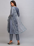 Gosriki Women'S Chanderi Cotton Embroidered Straight Kurta With Pant & Dupatta (Tula Grey-Nw-Gs_Xl_Grey_X-Large),Grey,,B0C1V4P9B9