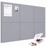 QUIET CANVAS Acoustic Wall Square Pinboard, 1x1ft, Pack 6, 50PushPins Grey