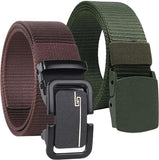 Military Grade Tactical Belt, Nylon Web Belt With Quick Release Buckle, Brown And Army Green, Heavy Duty Canvas