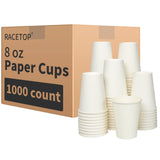 RACETOP 8 oz 1000 Pack Disposable Paper Coffee Cups, Paper Cups 8 oz Disposable, Ideal for Party, Home, Office