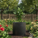 Go Hooked Tube 15 Inch Round Flower Pot For Plants | Lightweight Polymer Planter For Indoor Outdoor Use | Decorative Garden Pot 