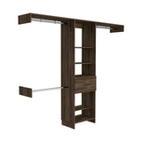 Tuhome Manchester 250 Closet System, Five Open Shelves, One Drawer, Three Metal Rods -Dark Walnut