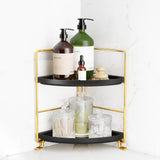 FSyueyun 2-Tier Corner Bathroom Counter Organizer, Gold & Black