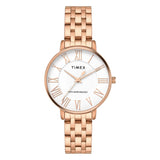 Timex Analog Watch For Woman With White Round Dial & Rose Gold Stainless Steel Bracelet Band Water Resistant Women'S Wrist Watch