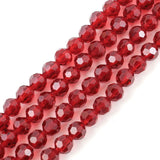 500pcs Czech 6mm Faceted Round Crystal Glass Loose Beads Spacers Bulk Siam Red for DIY Craft Jewelry Making CC2R605