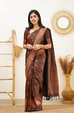 Shiv Textiles Womens Banarasi Silk Saree With Blouse Perfect For Every Occasion Copper Zari Brown