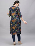 Gosriki Women'S Cotton Blend Straight Printed Kurta With Pant (Paajas Blue-Gs_S_Blue_Small),Blue,,B0CSG46LGB