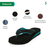 Ortho Joy Doctor Orthopedic Soft Slippers For Ladies Daily Use/Mcr Chappals For Women/Ortho Slippers Women,Black-Sea Green,6,B0CH9XWNKM