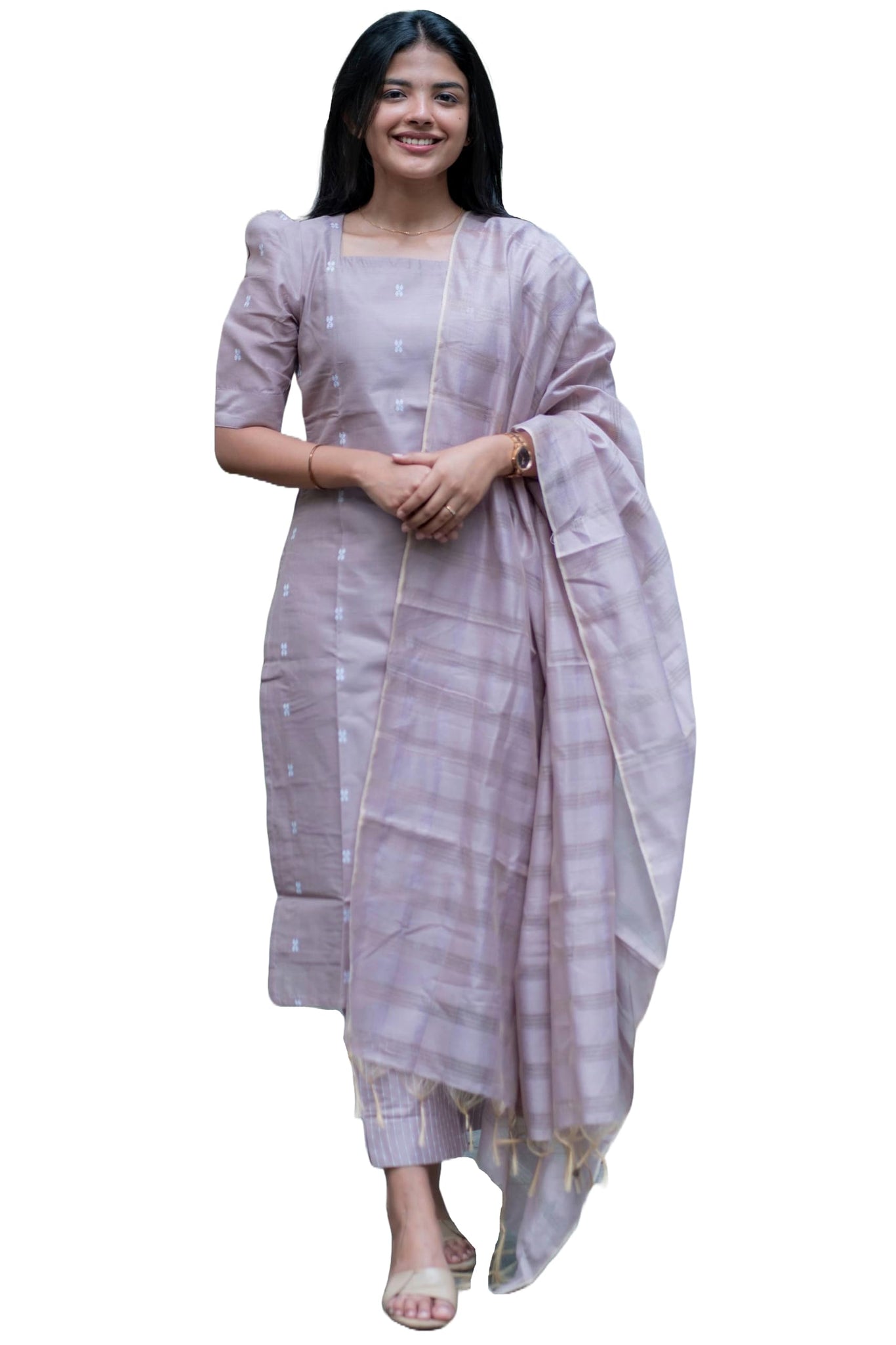 Anni Designer Women'S Rayon Viscose Printed Straight Kurta With Pant & Dupatta (Mithipuri Purple_S_Purple_Small),Purple,S