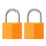 ROOKMAD 2-Pack Keyed Alike Locks, Orange Covered Brass Keyed Padlock with Stainless Steel Shackle, 1-9/16 Inch Lock Body, Rustpr