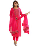 Anni Designer Women'S Cotton Blend Straight Printed Kurta With Pant & Dupatta (Nov-Pink-Nwg_Xxl_Pink_Xx-Large),Pink,2XL,,,