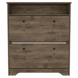 Tuhome Calgary Shoe Rack, Superior Top, One Open Shelf, Two Extendable Shelves -Dark Brown