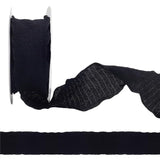 CABODYALS 10 Yards 1 Inch Ruffle Edge Ribbon Black Double Ruffled Pleated Soild Chiffon Silk Polyester Gathered Fabric Satin Rib