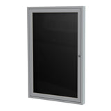Ghent 3 x 2 1Door Satin Aluminum Frame Enclosed Flannel Letterboard Black Made in the USA