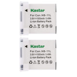 Kastar 2-Pack Battery Replacement for Canon NB-11L IXY A2300 A2400 A2500 A2600 A3400 A3500 A4000 A4050 SX400 SX410 SX420 IXUS 24