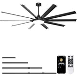 Ohniyou 96'' Shop Ceiling Fan with Bright Lights - Remote/APP Control, High CFM, Extra Large Industrial Ceiling Fan for Covered 