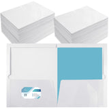 Yeaqee 200 Pack 2 Pockets Glossy Laminated Paper Folder First Day of School Presentation Folder Letter Size Two Pocket File Port