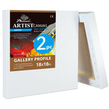 PHOENIX 18x18 Inch 2 Pack Gallery Canvas - 1.5 in Thick Large Square Canvases for Painting - Deep Edge 100% Cotton 11 Oz. Gesso 