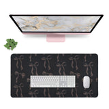 Black Bow Mouse Pad, Cute Bow Desk Mat Black Computer Mat Keyboard Pad, Non-Slip Rubber Base Large Bows Laptop Pad Desk Pad, Off