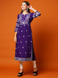 Anni Designer Women'S Rayon Blend Chikankari Embroidered Straight Kurta (Elevan-Begani-Tnw_S_Violet_Small),Violet,S,Rayon Blend,Regular,