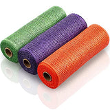 Chuangdi 3 Rolls Poly Burlap Deco Mesh 10 Inch Pink Yellow Purple Deco Poly Decorative Mesh Ribbon Wrapping Ribbon Rolls for Hom