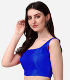 Pujia Mills Women'S Silk Sleeveless Readymade Blouse (Sando_Royal Blue_40 Alterable)