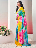 Satrani Womens Georgette Printed Ready To Wear Saree With Unstitched Blouse Piece (4Rs110N_Multi7)