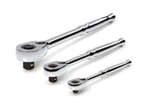 TEKTON 1/4, 3/8, 1/2 Inch Drive QuickRelease Ratchet Set (3Piece) | SRH91100