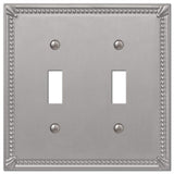 Amerelle 74Ttbn Imperial Bead Wallplate, 2 Toggle, Cast Metal, Brushed Nickel, 1-Pack