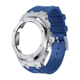 CNHKAU GA2100 5rd Casioak Offshore Metal Watch Bezel Viton Strap Retrofit Kit for G-Shock GA-2100/GA-2110 Watchband (Color : Blu