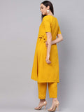 Idalia Mustard Straight Cotton Solid Kurta Set For Women Stylish Boat Neck Design Kurta Set With Pant Mustard 2Xl