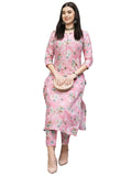 Anni Designer Women'S Cotton Blend Straight Printed Kurta With Pant (Buddi Pink_Xxl_Pink_Xx-Large),Pink,2XL