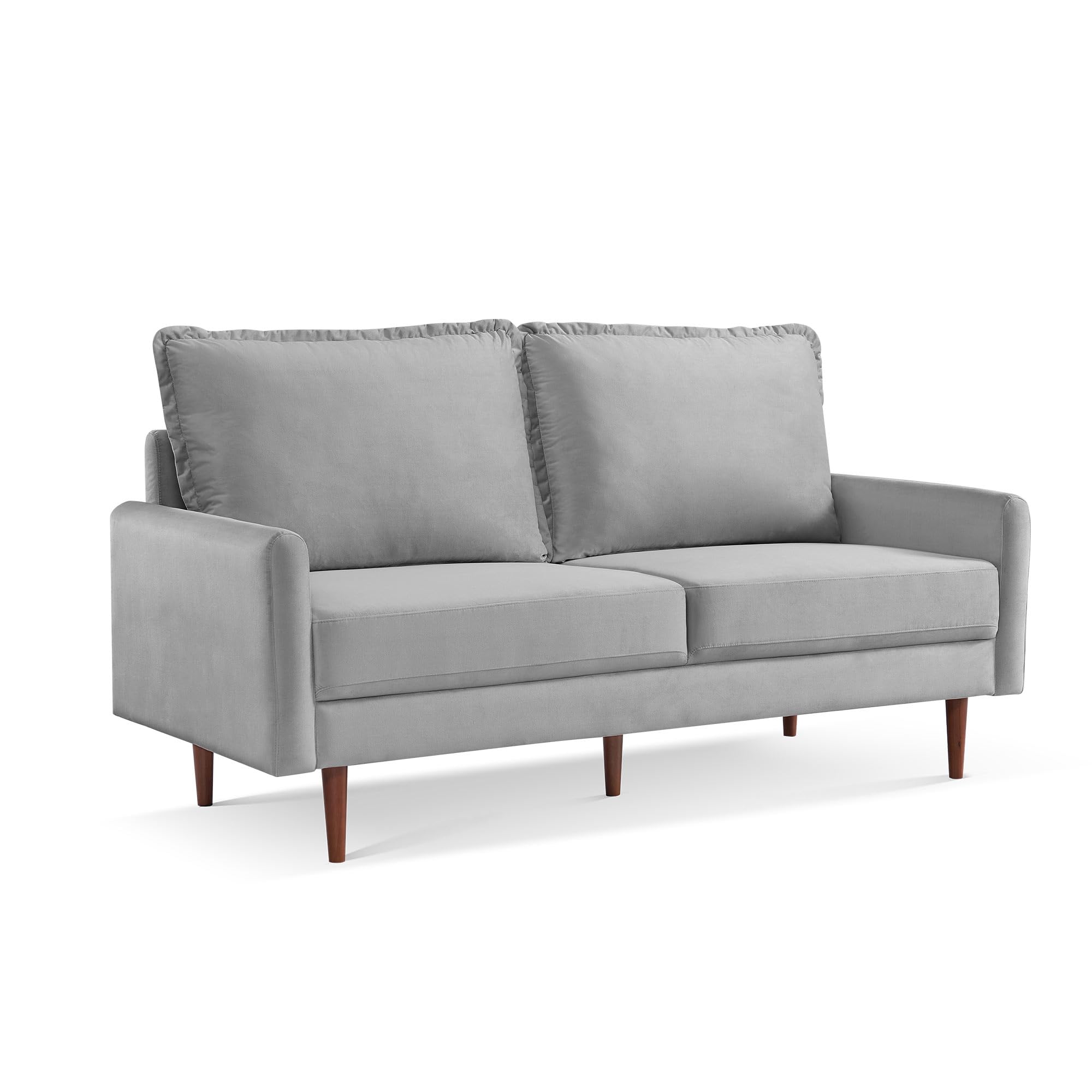 American Furniture Classics Grey 69 Inch Wide Upholstered Two Cushion Sofa With Cambered Arms Velvet, 69' X 32' X 39'