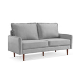 American Furniture Classics Grey 69 Inch Wide Upholstered Two Cushion Sofa With Cambered Arms Velvet, 69' X 32' X 39'