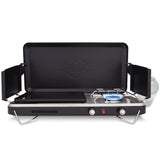 Hike Crew 2-in-1 Gas Camping Stove and Griddle, Portable Propane Burner w/Integrated Igniter & Stainless Drip Tray | Built-in Ca