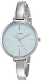 Timex Analog Watch For Women With Blue Round Dial & Silver Brass Bracelet Band Water Resistant Women'S Wrist Watches - Twel12802