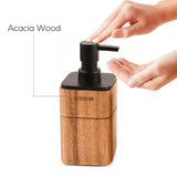 Satu Brown Bathroom Accessory Set Acacia Wood 3 Pieces Includes Bathroom Soap Dispenser, Bathroom Tumbler, Soap Dish Accessories