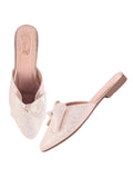 Shoetopia Women'S Golden Glitter Slip-On Mules With Bow Elegant Flat Backless Loafers For Parties & Casual Wear Eu40,Gold,7,B0DK7BSX46