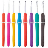 Dexuries 8 Pcs Ergonomic Crochet Hooks Set, Soft Grip Rubber Handle Aluminium Crochet Needles For Knitting, Yarn, Wool, Lace, Am