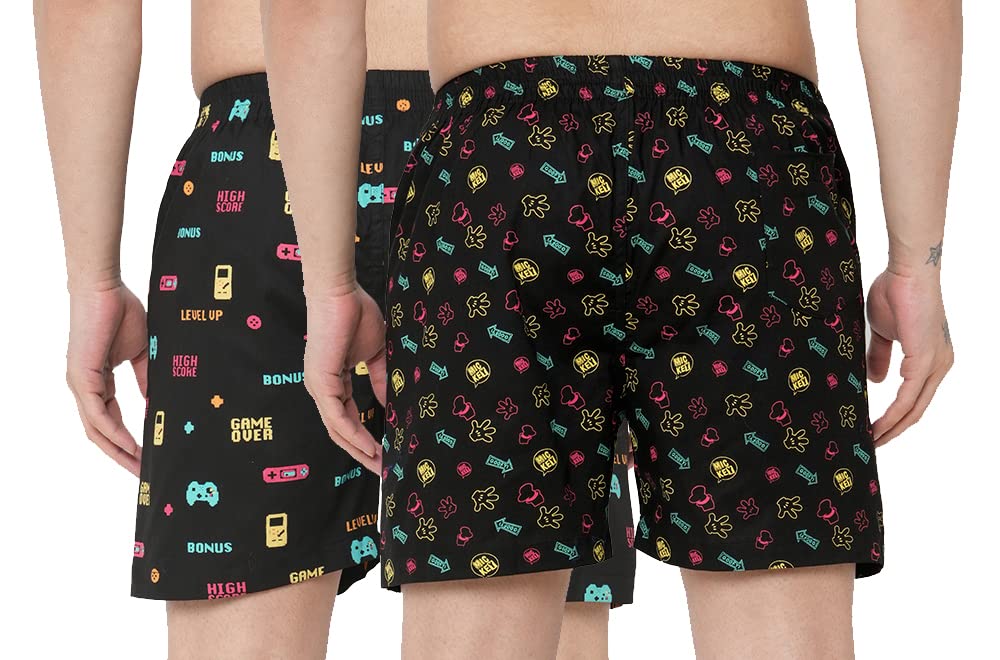 Anni Designer Men'S Cotton Blend Modern Relaxed Floral Boxer Shorts (Pack Of 2) (Anl-Bxr-Pack-2-An-004_Multicolor_M),Multicolour,M,,,