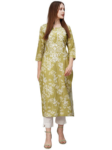 Gosriki Women'S Cotton Blend Chikankari Embroidegreen Straight Kurta (Rutika-Mehandi-Gs_Xxl_Green_Xx-Large),Green,2,B0CD7SBPMW