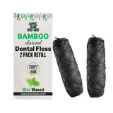 BOONBOO Dental Floss Refill Heads, Charcoal Woven Thread Spools, 2 Pack, 200FT (Mint)
