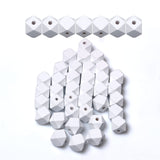 50pcs 15mm White Geometric Wooden Beads, Hole 3mm, Spacer Beading Supplies for Macrame Making/Bead Garlands/Farmhouse Decor