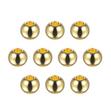HARFINGTON 10pcs Beads 8mm Stainless Steel 3mm Hole Dia Bead for DIY Crafts, Gold Tone