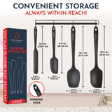 Culinary Couture 4-Piece Black Baking Spatula Set - Rubber Spatulas Silicone Heat Resistant up to 428F, BPA-Free - Spatula Set f