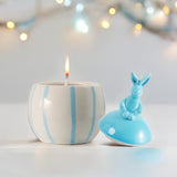 Easter Bunny Candle with Egg Jar and Lid, Easter Decorations Cute Rabbit Aromatherapy, Ceramic Egg Candles for Spring Home Decor