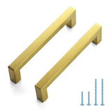 JOY DECOR 2 Pack Cabinet Handles, Gold Cabinet Pulls, 5 Inch Kitchen Handles Square Drawer Pulls Stainless Steel Drawer Hardware