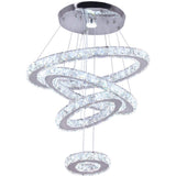 diisunbihuo Crystal Chandeliers Modern LED Rings Pendant Light Adjustable Stainless Steel Ceiling Light Fixture for Living Room 