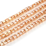 100pcs Czech Faceted Cube Crystal Glass Beads Spacer 8mm (0.3 Inch) Golden Shadow